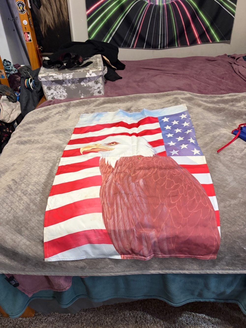 Patriotic Eagle Flag Decor - Red, White & Blue